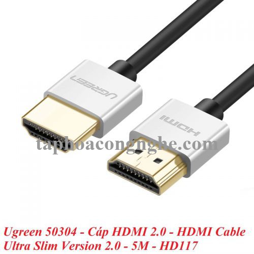 Ugreen 50304 5M màu Bạc Cáp tín hiệu HDMI chuẩn 2.0 sợi siêu nhỏ cao cấp HD117 30050304